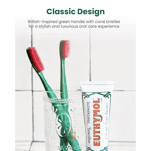 Euthymol Original Toothbrush (Classic, 6 Count) - Extra-Large, Wide, Soft Bristles for Sensitive Teeth, Gums. Effective, Gentle, Quick Cleaning.