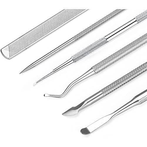 6-Pack Ingrown Toenail File and Lifters, Professional Surgical Stainless Steel Ingrown Toenail Removal Tool Kit, Manicure Treatment Pedicure Tools for Feet Under Nail Cleaner Correction Polish Pain