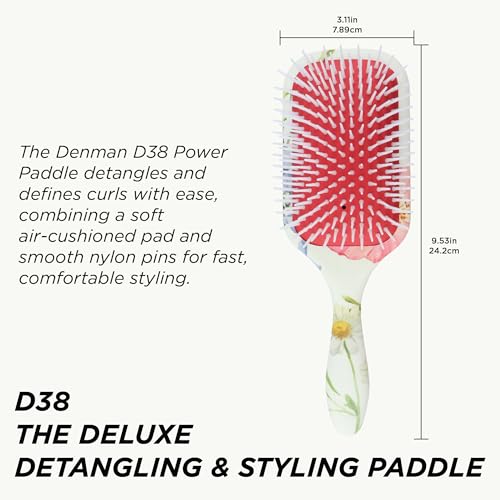 Denman Detangling & Styling Paddle Brush ? Wet or Dry Hair Detangler & Styler for Curly, Coily, Straight, Thick & Long Hair ? Ideal for Women & Men
