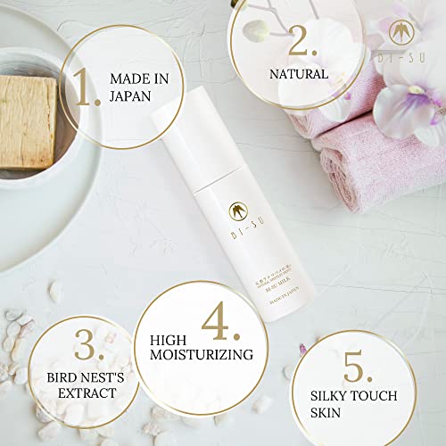 BI-SU Milk | Moisturizing Lotion with Natural Swiftlet Nests Extract, Ceramide, Squalane, Collagen, Anti-aging Lightweight Japanese Skincare, Improves Dark Spots, Dryness, Texture, 1.69 fl.oz, 50ml