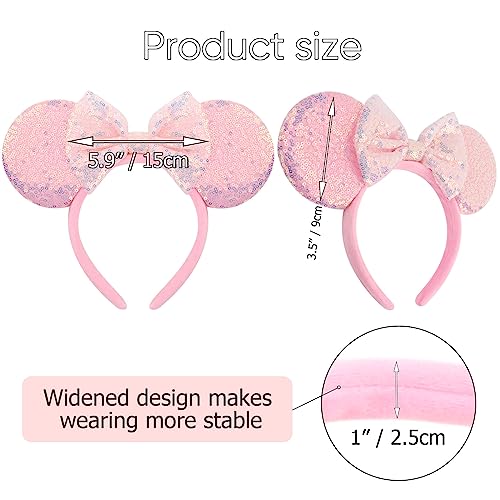 Mouse Ears Headbands with Bow Minnie Ears Cosplay Costume Hair Accessories for Women Girls Birthday Party Decoration
