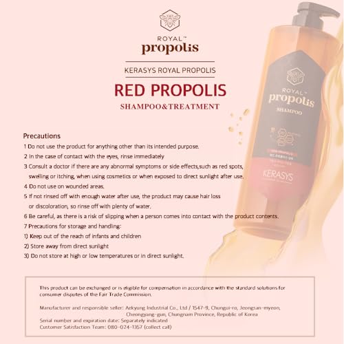 Kerasys Royal Propolis Red 33.8 fl oz / 1L (Shampoo, 2-Pack)