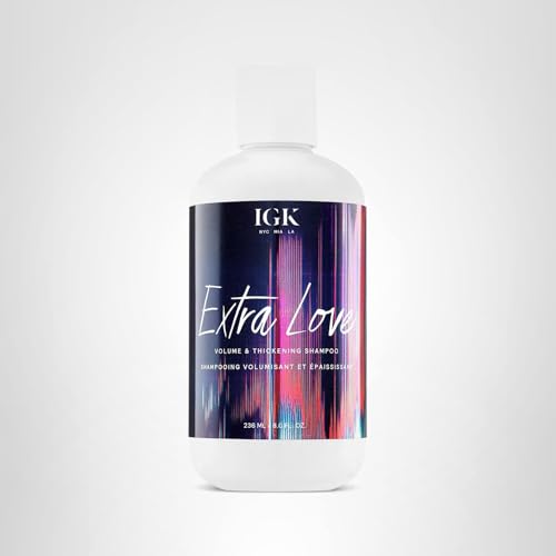 IGK EXTRA LOVE Volume & Thickening Shampoo | Lightweight + Supports Scalp + Balance Oil | Vegan + Cruelty Free | 8 Oz