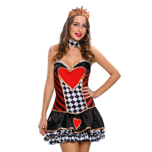 TOBATOBA Red Crown and Tiara Queen of Heart Crown Quinceanera Princess Tiara for Women Birthday Wedding Prom Valentine Day Halloween Costume