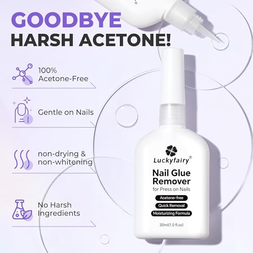 30ml Nail Glue Remover: Multi-functional Press On Nail Remover, Gentle Non-Acetone Nail Polish Remover for Gel Nails Tips, Quick Easy Removal Glueoff, Not for Gel Polish