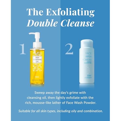 DHC Deep Cleansing Oil 4.1 Fl Oz. and Face Wash Powder 1.7 oz. Net wt.