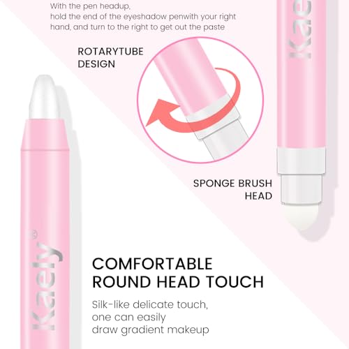 Kaely 2in1 Cream Eye Shadow Brightener Sticks, Pearl White Eyeliner Pencil Shimmer, Eyeshadow Applicator Stick Waterproof Pigmented, Eye Shadow Palette Highlighter Makeup, sombras para ojos, 01