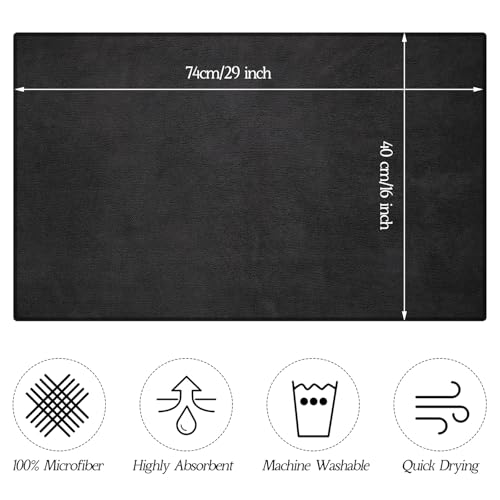 Shimeyao 24 Pack Bleach Proof Towels Microfiber Absorbent Resistant Hair Hand Towels Bulk Quick Dry for Barber Gym Bath Spa Shaving (Black,16 x 29 Inch)