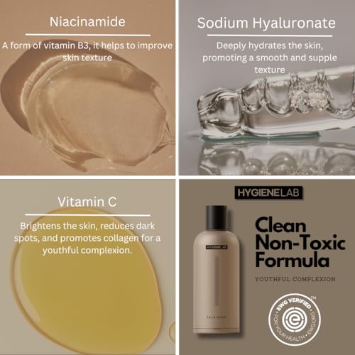 HygieneLab Face Wash ? EWG Verified, Gentle & Hydrating Cleanser with Aloe, Niacinamide & Vitamin C, Removes Dirt Without Stripping Skin (5 fl oz)