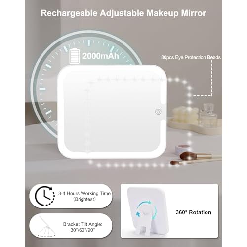 Relavel Makeup Bag with LED Mirror, Makeup Box Travel Train Case with Rechargeable Lighted Mirror, Cosmetic Brush Organizer Storage for Makeup Artists Gifts for Women and Girls, Hot Pink Shining Star