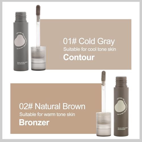 Erinde Cool Toned Liquid Contour Stick ? Cold Grey Cream Bronzer for Sculpted Look, Lightweight Blendable Matte Finish, Long Lasting Liquid Contouring Makeup, Vegan & Cruelty-Free, 102