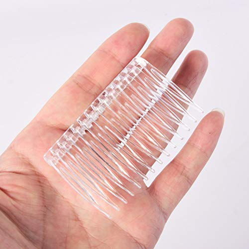 Pangda 10 Pieces Clear Hair Combs Women Hair Clip Combs 14 Teeth Plastic Bridal Wedding Veil Combs for Fine Hair Styling Accessories