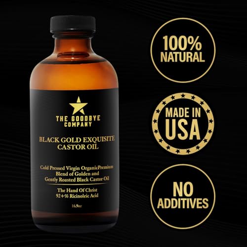The Goodbye Company 100% Pure Organic Jamaican Black Castor Oil - Premium Cold-Pressed for Hair Growth, Skin Moisturizing, Eyelashes & Eyebrows - 16.9oz