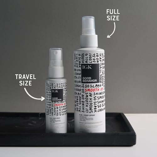 IGK GOOD BEHAVIOR 4-in-1 Prep Spray | Leave In + Detangle + Heat Protectant | Vegan + Cruelty Free |