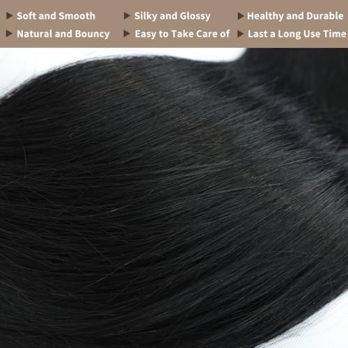 Human Hair Bundles Straight 3 Bundles 24 26 28 Inch 12A Grade 100% Unprocessed Brazilian Virgin Human Hair Bundle Double Weft Human Hair Extensions Natural Black Color
