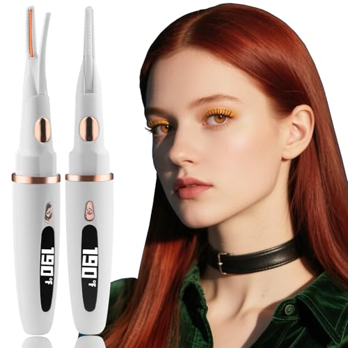 Heated Eyelash Curlers - 2 in 1 Clip- Type Electric lash Curler Best Seller 5S Heating Eyelash Curler LED Display 3 Temp Settings for Makeup Tools USB Rechargeable Natural Curling-Black