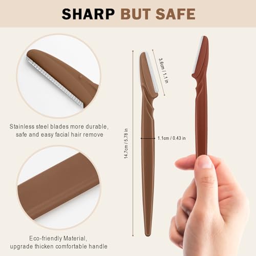 D Dermaplane Razor for Women Face - 6PCS Face Razors for Women - Eyebrow Razor with Precision Cover - Face Shaver for Men - Facial Hair Removal for Men - Neutral