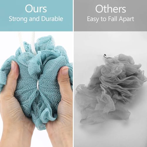 BTYMS Bath Sponges 60g/pc Shower Loofahs Mesh Pouf Shower Pouf Bath Scrunchies Shower Puffs for Body - Pack of 4