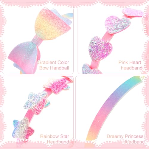 CAVETEE Headband for Girls, 8 PCS Sparkly Cute Toddler Headband Glitter Hair Bands Non Slip Bow Hair Accessories for Girls