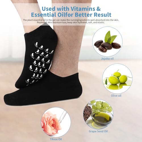 11" Large Silicone Moisturizing Socks for Men - 2 Pairs Soft Foot Care Socks - Feet Moisturizing Socks for Dry Cracked Feet (Size L)