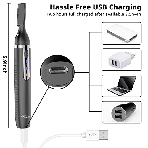 Eyebrow Trimmer and Facial Hair Remover, Rechargeable Hair Removal Women's Electric Shaver Razor for Peach Fuzz Chin Cheek Upper Lip (Black)