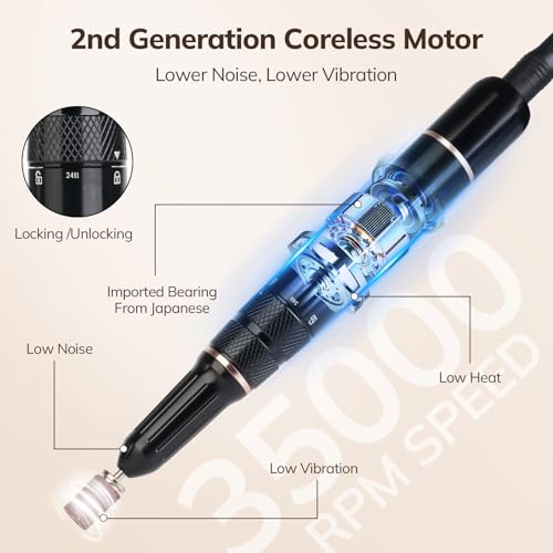 Lavinda 35000RPM Electric Nail Drill, Professional Cordless Nail Drill Machine Portable Rechargeable Nail Efile for Acrylic Gel Nails, Manicure Pedicure Tools for Salon Home Use-Leopard Print
