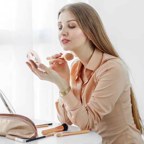 Mini Hairbrush, Collapsible Pocket Hairbrush with Mirror, Portable Hairbrush, Women Travel Small Hairbrush.Autumn Leaves