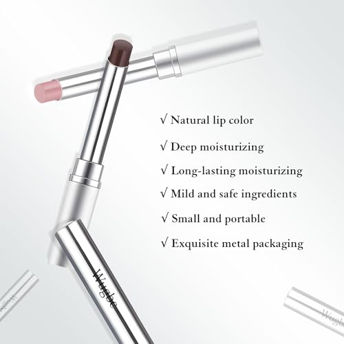 Tinted Lip Balm Brown Lip Liner Set, Hydrating Formula Black Lipstick for Women, Matte Lip Liner and Lipstick Combo Natural Glossy Finish Makeup Lip Care Balm for Repairing Dry Lips