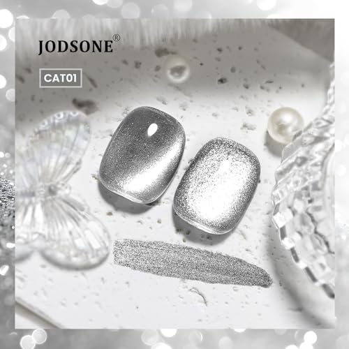 JODSONE 16.5ml Silver Cat Eye Gel Nail Polish Soak Off LED Gel Polish for Nail Art Manicure DIY Salon at Home Gift for Women