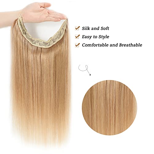 Tinashe Wire Hair Extensions Real Human Hair Straight Hair Extensions 18inch 90g Dark Blonde Invisible Wire Fish Line Hair Extensions Straight Human Hair Extensions