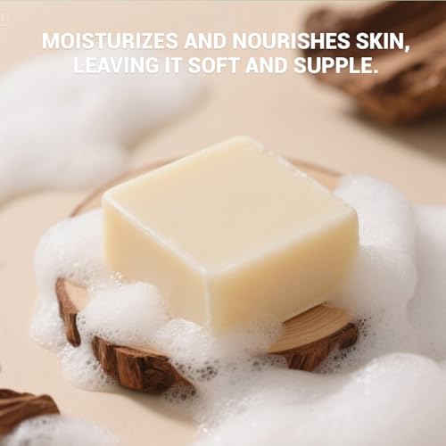 Rinse & Robust 4 Pack Men¡¯s Bar Soap Gift Set, Goat Milk Soap Bar Gift Box, Nourishing Natural Bar Soap Set for Men, No Harsh Chemicals, Includes A Lathering Net, Sandalwood Scented| 5.3 oz of 4 Bars