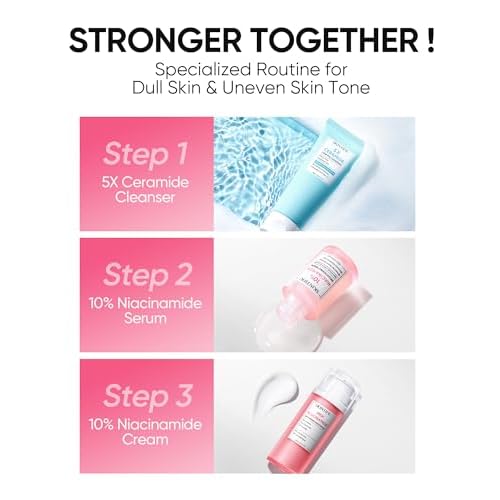 MSH Niacinamide Brightening Cream,Fades Dark Spots, Evens Skin Tone, Tranexamic Acid, ¥á-Arbutin, 5X Ceramides, Centella Asiatica, Suitable for Oil skin, 2.67 oz / 80g