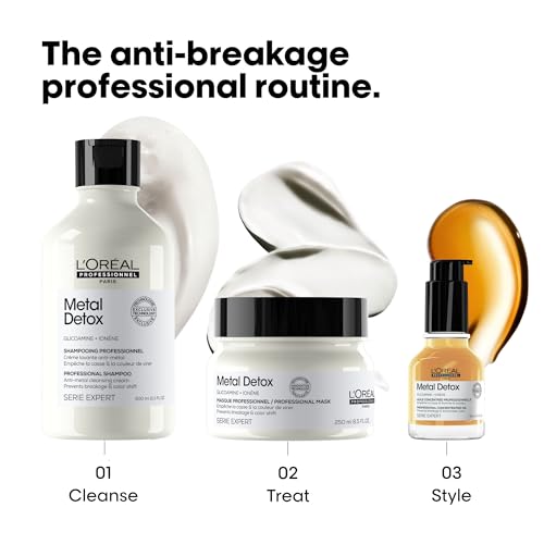 L'Oreal Professionnel Metal Detox Leave-In Oil - Detoxifies, Prevents Damage and Prolongs Hair Color With Shine