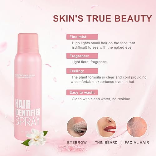 Hair Identification Spray for Facial Shaving - Removes hair and dead skin, Women's Facial Shaving Powder Spray - Moisturizing Skin Care Set, Suitable for sensitive skin/unisex, with 4 Razors (1Set)