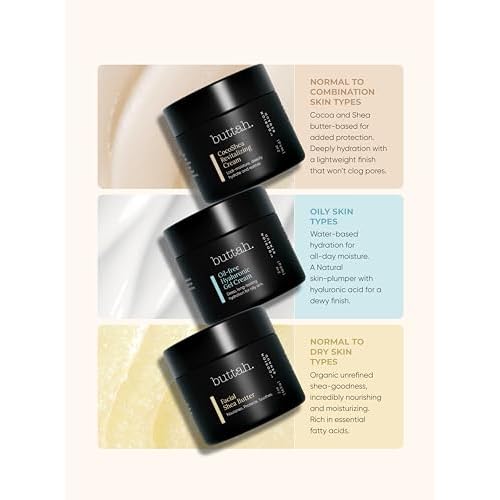 Buttah Skin Transforming Kit for Melanin Rich Skin | CocoShea Revitalizing Cream 2 oz | Vitamin C Serum 1 oz | Buttah Cleanser 3.4 oz | Black Owned Skincare
