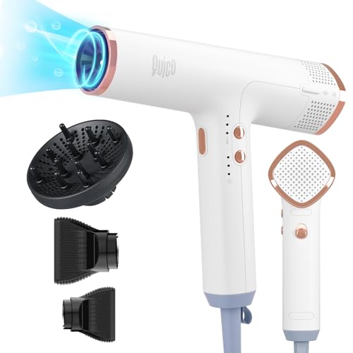 Quico Hair Blow Dryer, 1875W High-Speed BLDC Professional 110000 RPM Quiet Hair Dryer with Diffuser, 7X Faster Salon Blow Dryers for women, Adjustable Temp and Speed, Ionic Hair Dryer Home Travel Gift