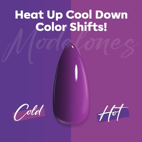 modelones Black Purple Gel Nail Polish Color Dark Purple Changing Black Mood Temperature Change Nail Polish Gel Soak Off Nail Art DIY Salon Manicure Holiday Gift for Girls Women 15 ML