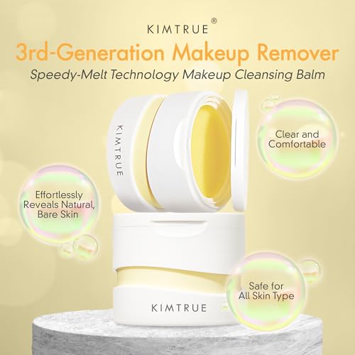 Kimtrue 3rd Generation Meltaway Cleansing Balm - Makeup Remover Balm for All Skin Types - Gently Meltaway Mascara, Eyeliner and Makeup - Oil Face Cleanser - Hydrating, Fragrance-Free - 3.38 oz