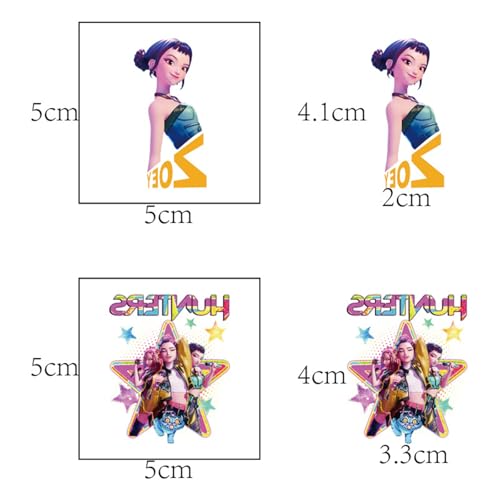 Demon Movie Hunters Sticker 20PCS Cartoon Movie Temporary Tattoos Stickers for Kids Temporary Tattoos Stickers Cute Birthday Themed Party Supplies Decoration Favors Cartoon Sticker for Kids Teens