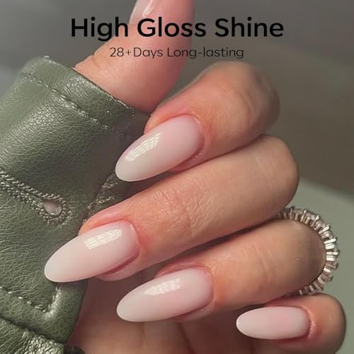 modelones Milky White Gel Nail Polish Nail Polish Natural Color Translucent Jelly Soak Off LED Clear Coat Soap Nails Art White French Gel Polish15 ML