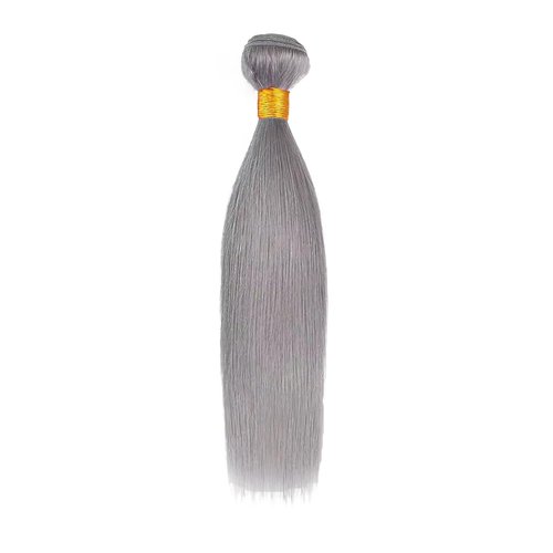 Grey Bundles Straight Bundles Human Hair 26 Inch Unprocessed Brazilian Virgin Weave Hairs Gray 1 Bundle 50 Gram Per Bundle Human Hair Extensions