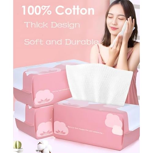 Disposable Face Towel Face Cloths for Washing Soft Cotton Dry Wipes Facial Cloths Towelettes for Washing and Drying, 400 Count Facial Tissue for Cleansing, Skincare and Makeup Remover