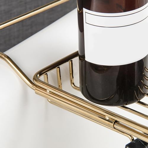 Stainless Steel Bathtub Caddy Tray, Expandable Bath Tub Tray Table, Adjustable Bathroom Tray, Bath Organizer Tub Shelf,Black,26.8~35.4in