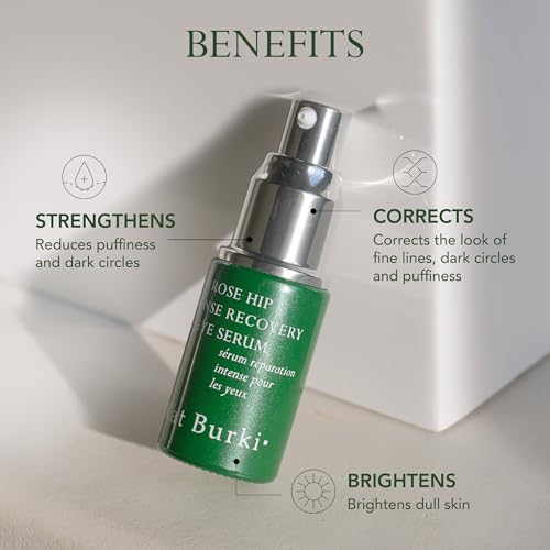 Kat Burki Rose Hip Intense Recovery Eye Serum with 1% Encapsulated Retinol, Vitamin C & Niacinamide, Reduces Dark Circles, Puffiness & Fine Lines, 0.5 Fl Oz