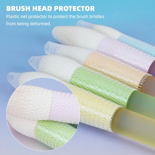 5pcs Multi Color Face Makeup Brush set ? Powder, Kabuki, Angled Fluff, Blush Brushes with Vegan Bristles That Mimic Natural Wool ? Non-Slip Rubber Handles ? Perfect for Contouring, Setting, Blending