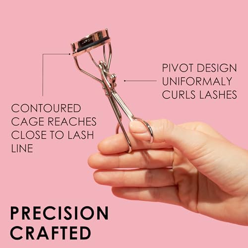 JAPONESQUE Power Curler Eyelash Curler, Instant Lash Curler for Longer Lashes, Silicone Pad, Nickel Finish
