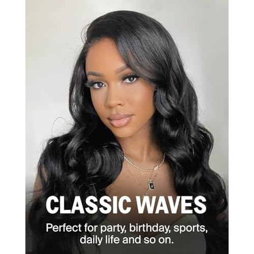 MEGALOOK 12A Body Wave Lace Front Wigs Human Hair Pre Plucked 13x4 HD Frontal Lace Wigs 220% Density Real Bleached Tiny Knots Human Hair Wig 20 Inch