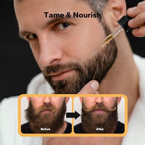 Beard Oil (3 Pack, 90ml), Beard Growth & Conditioning Oil for Men, Hydrating Beard Moisturizer for Grooming & Care, Sandalwood, Cedarwood, Sweet Orange Scents