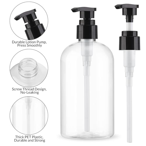 Empty Pump Bottles Dispenser 2 Pack 300ml/10.15oz. Clear Plastic Pump Bottle Dispenser for Essential Oil Soap Lotion Shampoo
