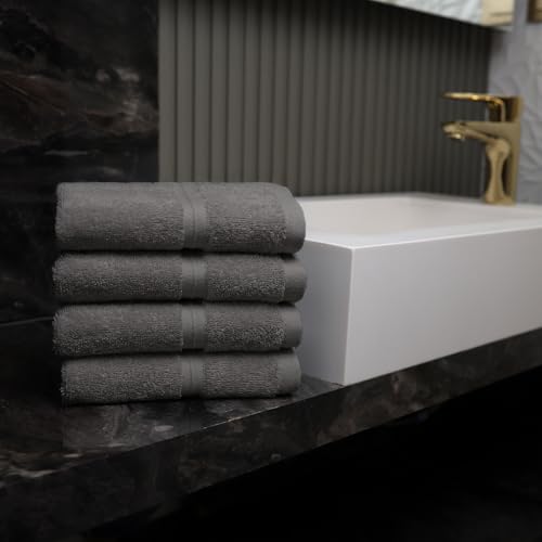 Quick Dry & Absorbent Wash Cloths Set of 4 (12" x 12") Hotel Quality, Versatile as, Washcloths for Your Face, Face Towel Set, Spa Towels, Hand Towels, Soft Wash Cloths -%100 Cotton - Gray